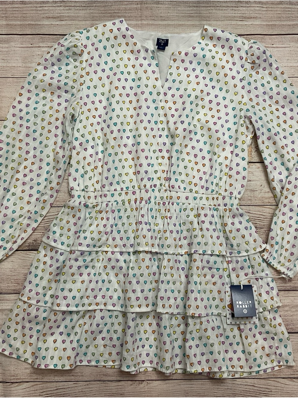 Roller Rabbit White Dress with Multicolor Heart Print